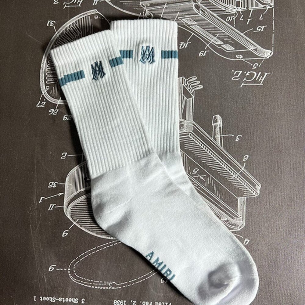 Amiri Embroidery Black Logo Socks